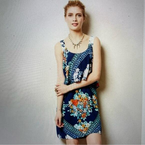 Maeve Blue Floral Tisana Sleeveless Dress 0 - Picture 1 of 8